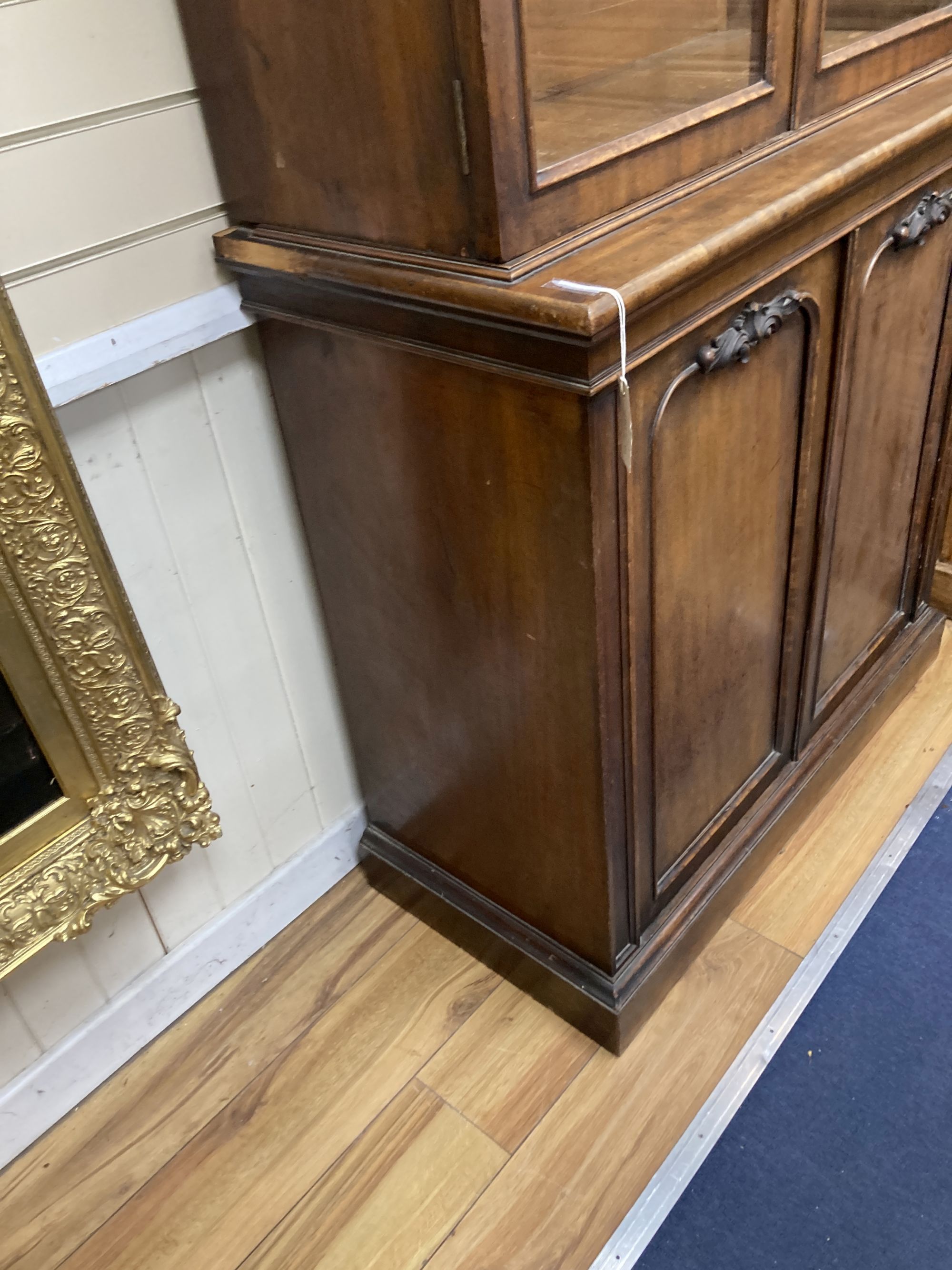 A Victorian mahogany bookcase / cupboard, width 97cm, depth 46cm, height 214cm